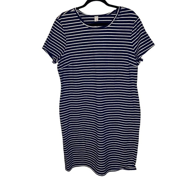 Old Navy WOMENS BLACK/WHITE STRIPED Casual Dress‎ Size XL Knit Bodycon Casual - Picture 1 of 7